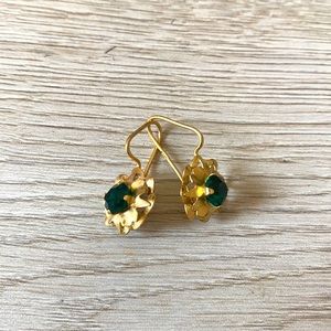 24K Yellow Gold Birthstone Earrings